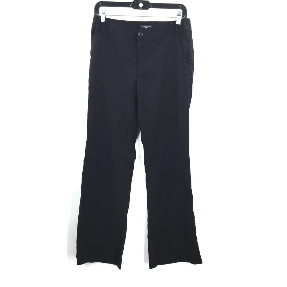 Banana Republic Martin Black linen‎ blend trouser pants lightweight minimalist 6